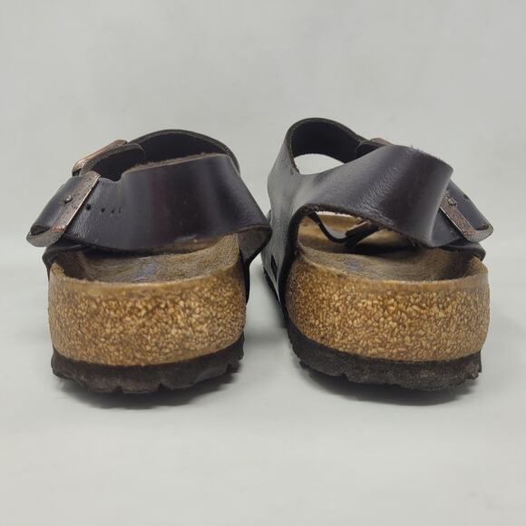 Birkenstock Milano Sandals Mens EU42 US9 Brown Leather Soft Footbed Buckles - Picture 3 of 10